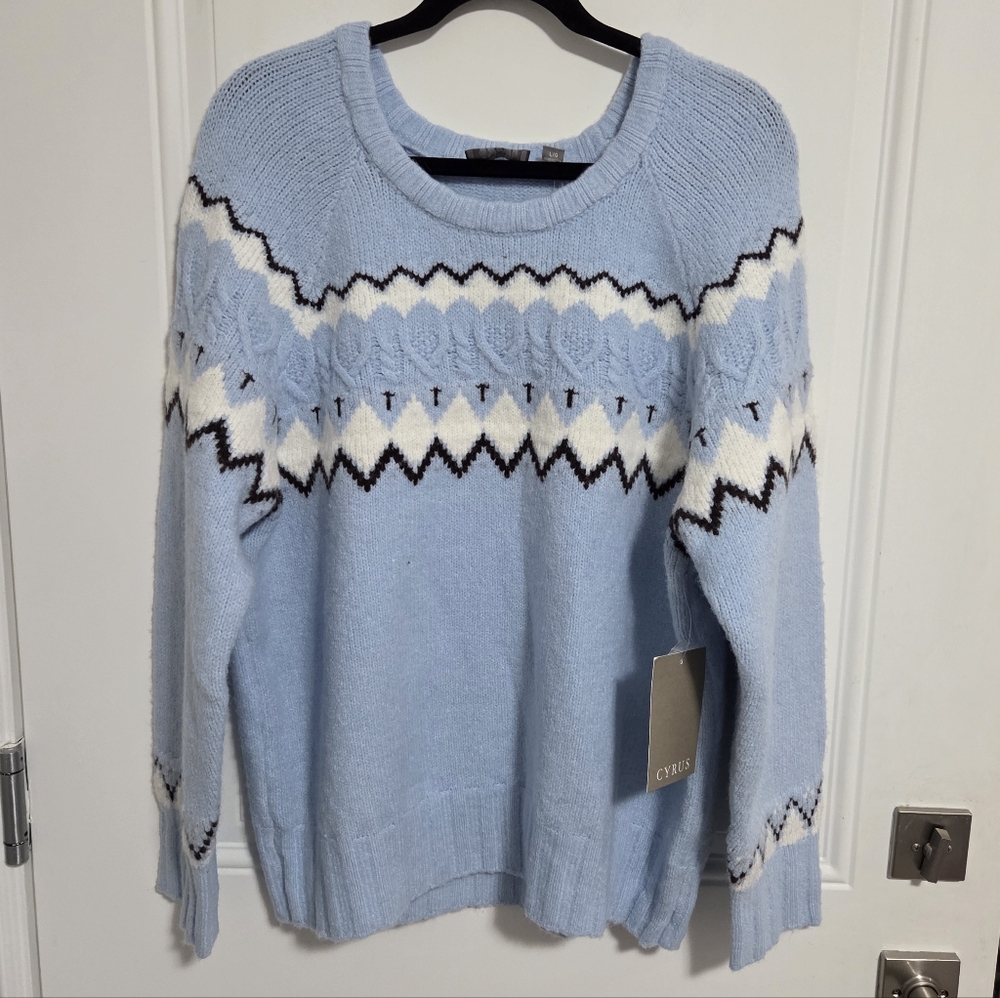 NWT - Cyrus Women's Fair Isle Motif Nordic Sweater - Size L
